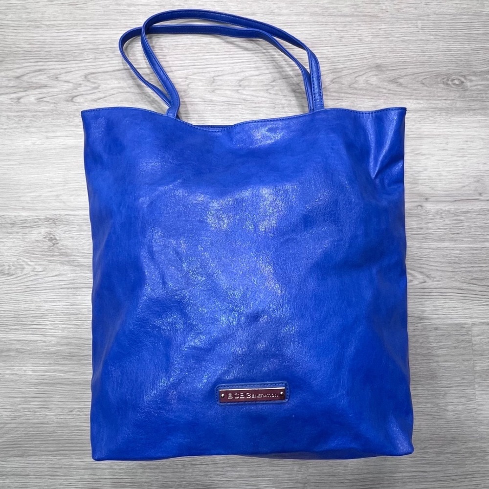 BCBGeneration Cobalt Blue Metallic Vegan Leather Tote Bag APY015PS